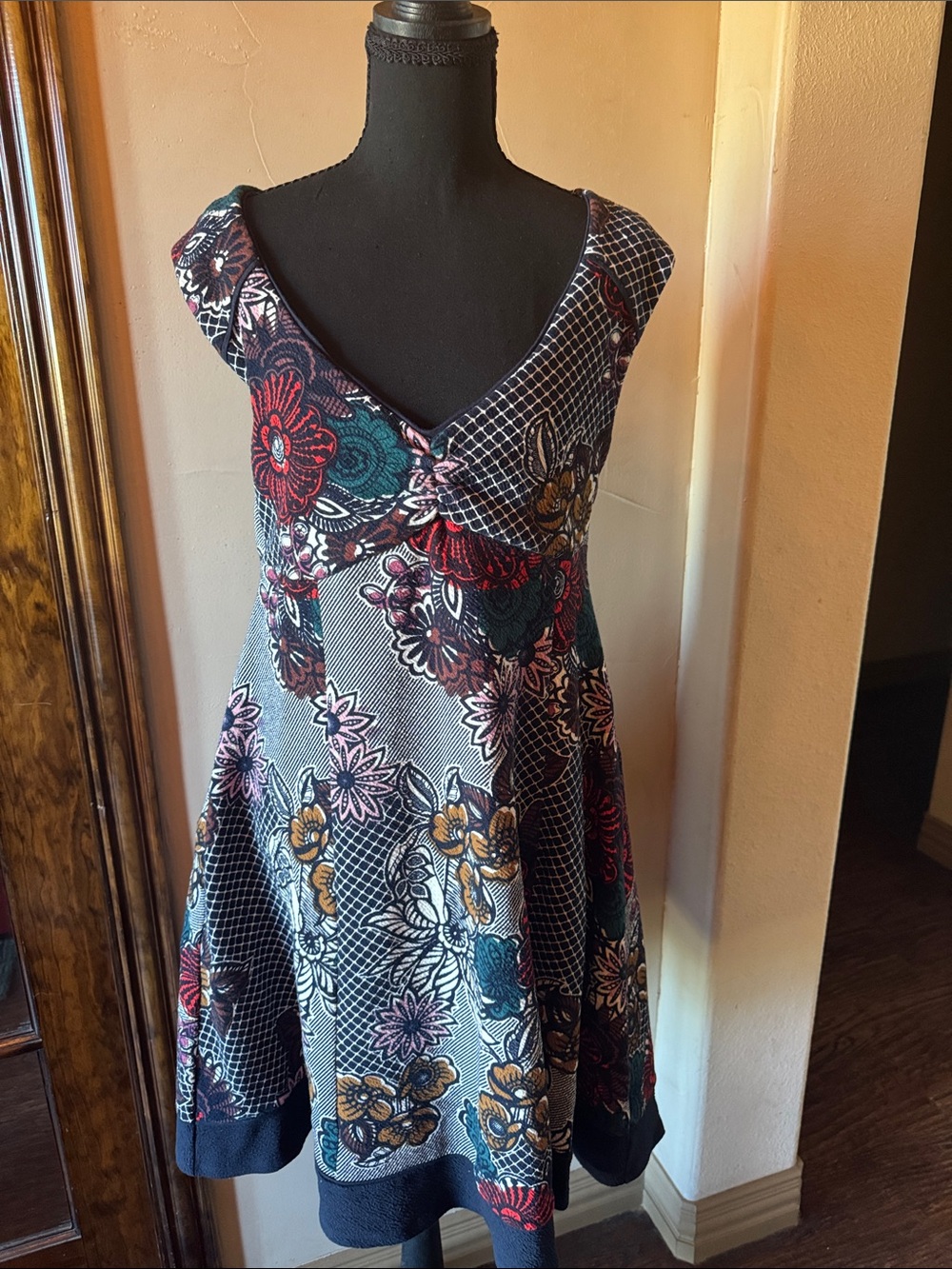 Maeve Multicolor Floral V‑Neck Midi Dress